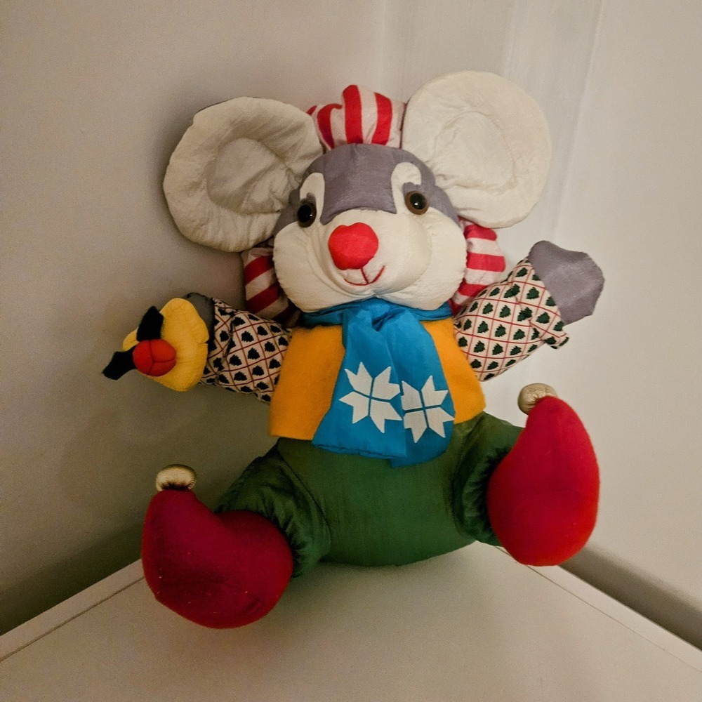 International Silver Co Elf Mouse Nylon Plush 12" Christmas Puffalump Style 1994